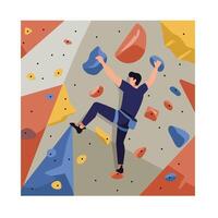 Climber Engaging with Colorful Rocks in Flat Art Style vector
