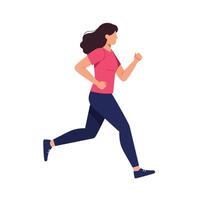 Woman running in flat style with vibrant colors showcasing motion in art vector