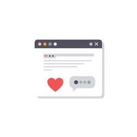 Chat interface design featuring heart icon in flat style art vector
