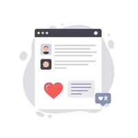 User interface design change featuring comments section in flat art vector