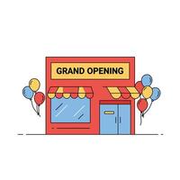 Grand opening storefront with balloons in flat design art vector