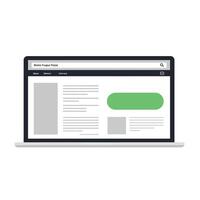 Laptop displaying website layout with flat design elements in vibrant colors illustration vector