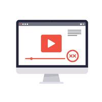 Computer screen displaying player interface in flat art style vector