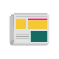 Newspaper icon featuring colorful sections in flat design style art vector