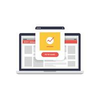 Laptop screen displaying analytics transition in flat, modern design illustration vector