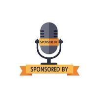 Microphone design in flat style with sponsor label in vibrant colors, art vector