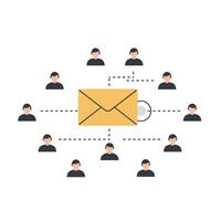 Email communication process illustrated with minimal design in art vector