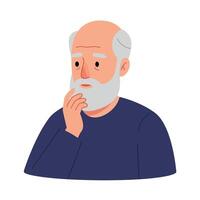 Thoughtful elderly man in flat design style showcasing contemplation in art vector