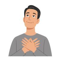Man expressing gratitude in a minimal flat design art vector