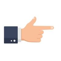 Hand gesture pointing right in flat design with clean lines and color palette illustration vector