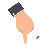 Hand pointing downward in minimal design style illustration vector
