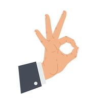 A Hand gesture showing okay sign in a flat design style art vector