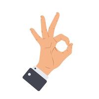 A Hand gesture showing okay sign in flat design style art vector