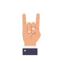 Hand gesture design featuring rock and roll sign in flat art style illustration vector