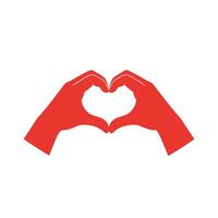 Hands forming a heart shape in bold red minimal art vector