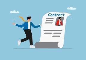 man running to contract with paper vector