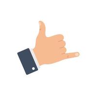 Hand gesture showing shaka sign in flat design style art vector