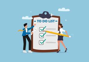 to do list with people holding pencils and writing on it vector