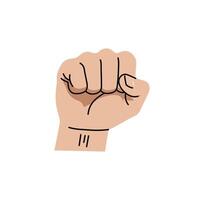 Fist gesture symbolizing strength and unity in flat art style illustration vector