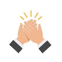 Hands coming together in applause with minimal design elements showcasing art vector