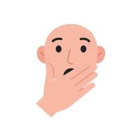 Surprised person showing facial expression in minimal flat design art vector