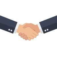 Handshake between two people in flat design style art vector