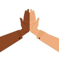 Hands coming together in unity with flat design style art. vector