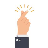 Hand gesture showing snapping fingers in flat, minimal style illustration vector