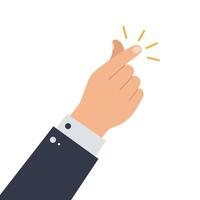 Hand gesture of snapping fingers in flat art style showcasing motion and action in illustration vector