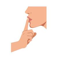 Hand gesture asking for silence in minimal style illustration vector