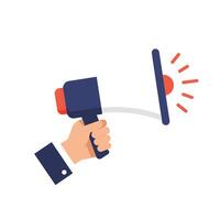 Hand holding a tool hitting a target in flat art style illustration vector