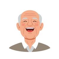 Joyful elderly man smiling with flat design style art vector