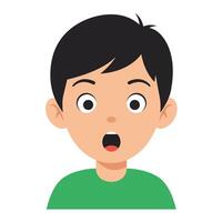 Surprised young boy with open mouth in flat design art vector