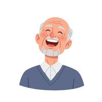 Happy elderly man with gray beard in flat art style smiling broadly vector