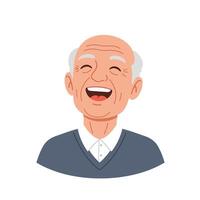 Happy elderly man smiling in minimal flat design art vector