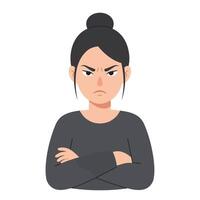 Angry woman character design in flat style for art vector
