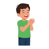 Happy child clapping hands in a playful pose flat art vector