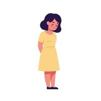 Girl standing with hands behind back in minimal style art vector