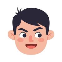 Happy boy character with playful expression in minimal flat art vector