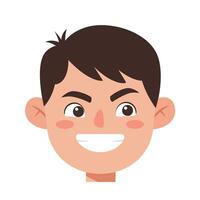Happy boy character design in flat style showcasing cheerful expression art vector