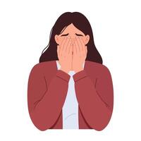Woman expressing sorrow in minimal flat design art vector
