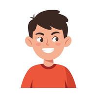 Smiling boy character in flat design style showcasing happiness in art vector