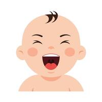 Happy baby smiling with playful expression in flat art style vector