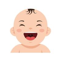 Happy baby face in flat design style with cheerful expression art vector