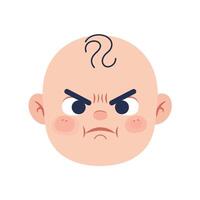 Angry baby character design in flat style art vector