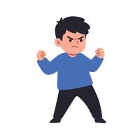 Angry boy character in flat design style showcasing emotions in art vector