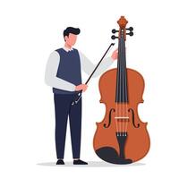 Man playing a cello in a flat art style illustration vector
