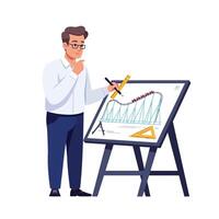Engineer analyzing roller coaster design in flat style art vector
