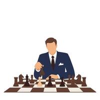 Chess player making a move in a minimal flat design illustration vector