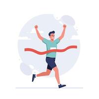 Runner crossing finish line in flat design style art vector